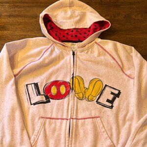 Disney Store Fleece Sweatshirt Long Sleeve Full Zip "LOVE" Size M